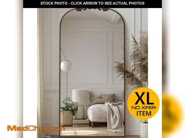 Lot 74-12548421 - Antok 71"x28" Vintage Arched Full-Length Mirror with Carved Metal Frame, Baroque-Style Floor Mirror ...