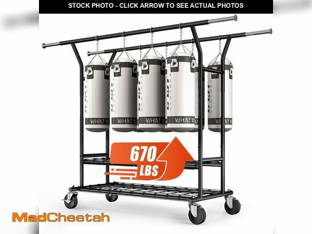 Lot 74-12800664 - UNTIMATY 670 lbs Heavy Duty Clothes Rack with Double Rods and Shelves, Adjustable Rolling Garment Ra...