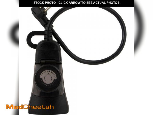 Lot 74-11825612 - Defiant 15 Amp 24-Hour Outdoor Plug-In Mechanical Timer with 2-Grounded Outlets, Black - UNUSED