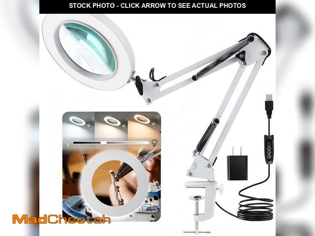 Lot 74-11552523 - LANCOSC 10X Magnifying Glass with Light and Stand, Real Glass Lens 3 Color Modes Stepless Dimmable, ...