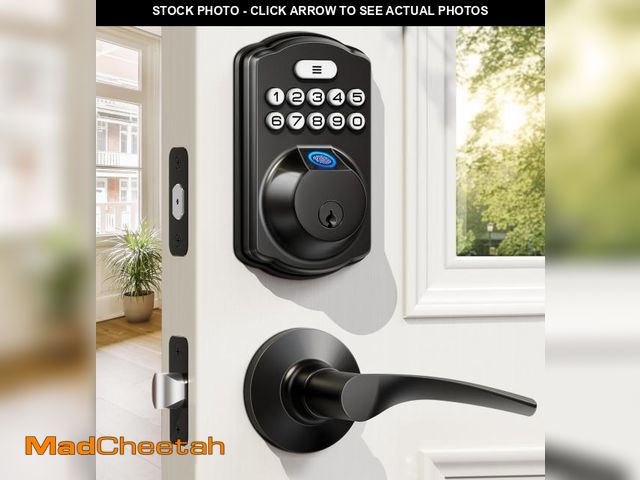 Lot 74-11558445 - Veise Fingerprint Door Lock with 2 Lever Handles - Keyless Entry Door Lock, Electronic Keypad Deadbo...