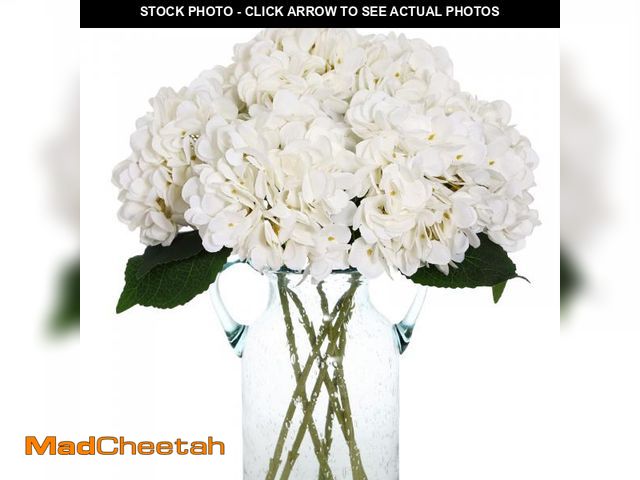 Lot 74-12438130 - Kimura's Cabin 6pcs Fake White Flowers Artificial Silk Hydrangea Flowers Bouquets Faux Hydrangea Ste...