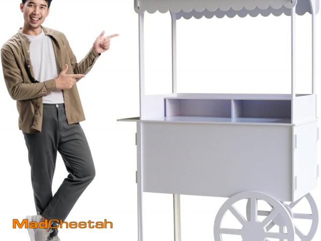 Lot 74-12278932 - 6 FT Tall Candy Cart with Shelf and Wheels for Candy and Dessert Display - Decoration for Parties, W...