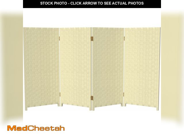 Lot 74-13680203 - Red Lantern 3 ft. Short Woven Fiber Folding Screen - 4 Panel - Cream - USED