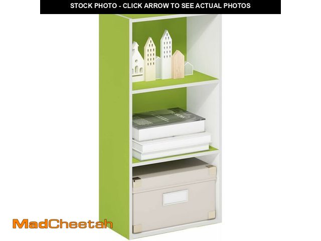 Lot 74-12664329 - Furinno Luder 3-Tier Open Shelf Bookcase, Green/White - UNUSED