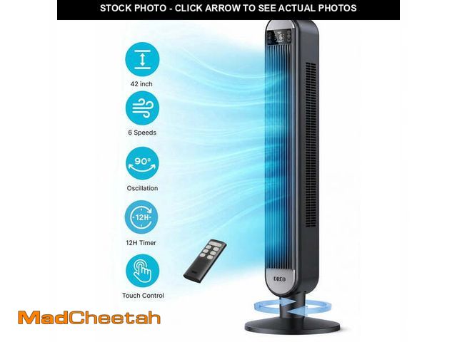 Lot 74-14585673 - DREO 42" Tower Fans for home, Standing Bladeless Fan with Remote, 90Â° Oscillating Fan with LED Disp...