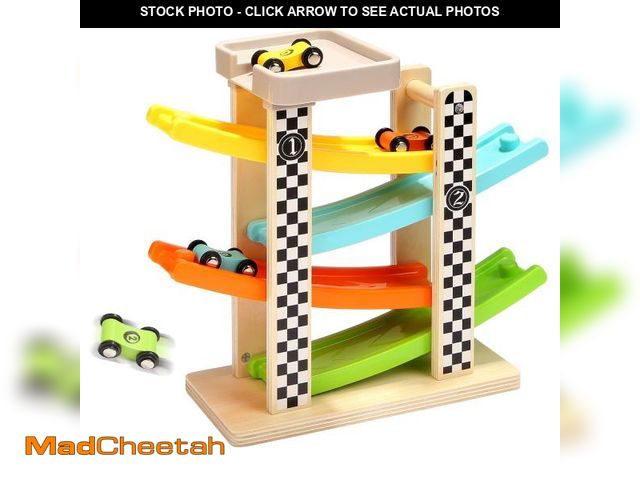 Lot 74-12122049 - Toddler Toys for 1 2 Year Old Boy and Girl Gifts Wooden Race Track Car Ramp Racer with 4 Mini Car - ...