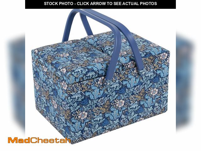 Lot 74-14209586 - Hobby Gift Large Twin Lid Sewing Box Craft Storage Box with Handle Internal Tray Pin Cushion and Poc...