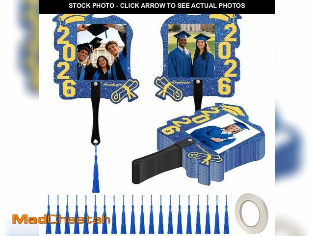 Lot 74-14269377 - LawnIdyll 36 PCS Custom Graduation Fan Photo Frames with Handle, Plastic Class of 2026 Photo Props w...