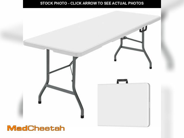Lot 74-12849974 - Leumius 6 Foot Folding Table,Fold-in-Half Plastic Table,Indoor Outdoor Picnic Party Dining Camp Tabl...