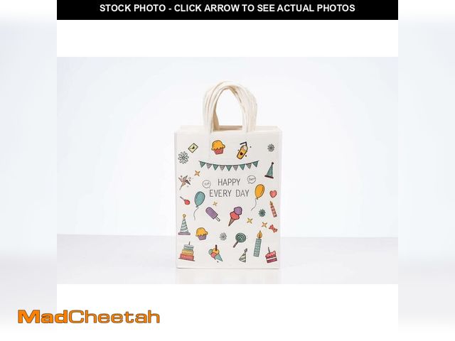 Lot 74-12330951 - RACETOP Colour Kraft Paper Bags with Handles Bulk, 8"x4.5"x10.8" 100Pcs Small Brown Gift Bags, Mini ...