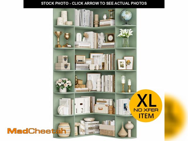 Lot 74-13741203 - Homfa 73.9â Tall Corner Bookcase, 6 Tier L-Shaped Large Display Bookshelf with Curved Edges for Li...