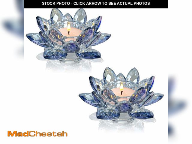 Lot 74-13571116 - Kolnlala Crystal Lotus Flower Tealight Candle Holders/Glass Tea Light Candlestick Decor Decoration f...