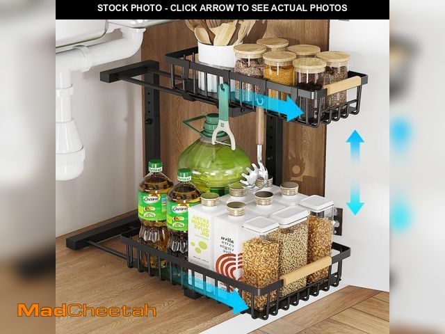 Lot 74-12124512 - ZMJESSNIA Under Sink Organizer, 2 Tier Under Sink Organizers and Storage, Metal Slide out Pull out C...
