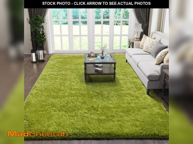 Lot 74-11554711 - Ophanie Green Rugs for Living Room 5x8, Grass Shag Fluffy Large Fuzzy Plush Soft Carpets, Floor Shag...