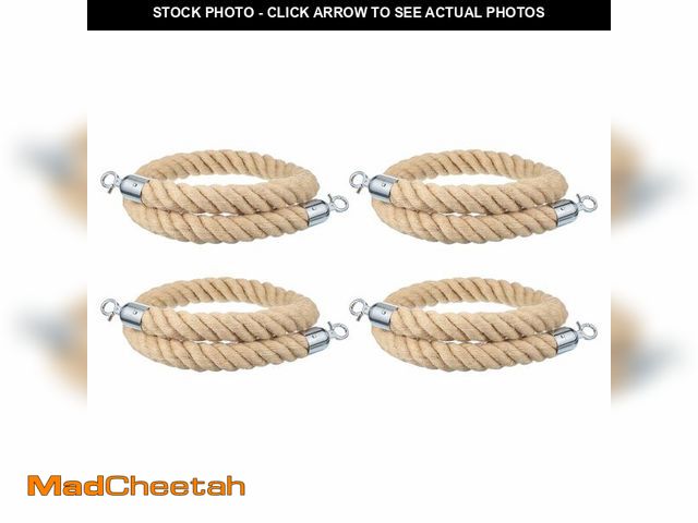 Lot 74-14269922 - MECCANIXITY Jute Stanchion Rope 3ft x 1.5 Inch Safety Queue Braided Jute Ropes with Snap Hooks, Crow...