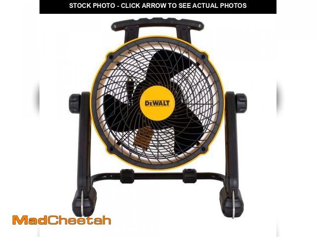 Lot 74-12517726 - DEWALT 16 in. Yellow 3 Speed Benchtop and Hanging Drum Fan - USED