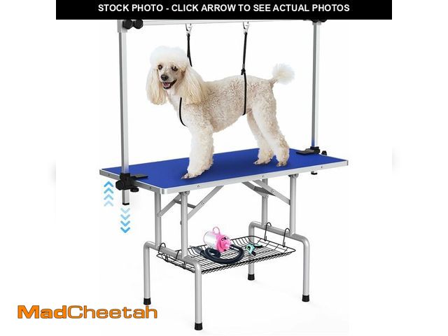 Lot 74-14349570 - Lyromix 42''Large Stainless Steel Dog Grooming Table, Adjustable Cat Drying Desktop with Arms, Noose...