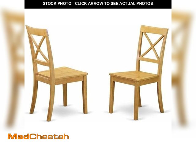 Lot 74-12827755 - East West Furniture DLBO3-OAK-W 2 Piece  2 Wood Seat Chairs, 42x42 Inch, Oak - UNUSED