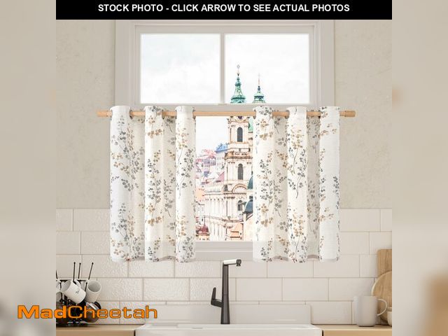 Lot 74-14295065 - BGment Short Linen Curtains 36 Inch Length 2 Panels Set, Half Window Cafe Curtains for Dining Room F...