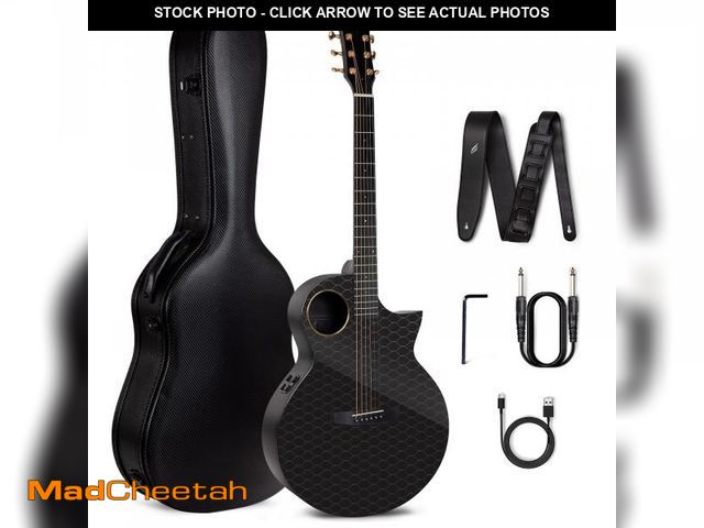 Lot 74-12274773 - Enya X4 PRO Carbon Fiber Acoustic Electric Guitar, 41-Inch Full Size Cutaway Design, AcousticPlus Pi...