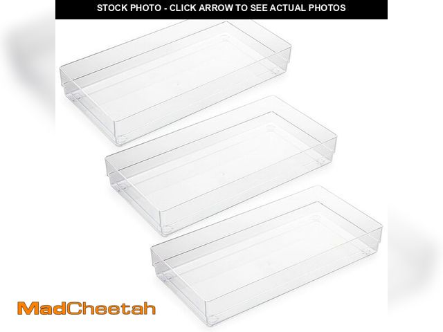Lot 74-12714328 - LotFancy Clear Plastic Drawer Organizer, 12Ã¢â¬â¢Ã¢â¬â¢ x 6Ã¢â¬Â x 2Ã¢â¬â¢Ã¢â¬â¢, Set of 3...