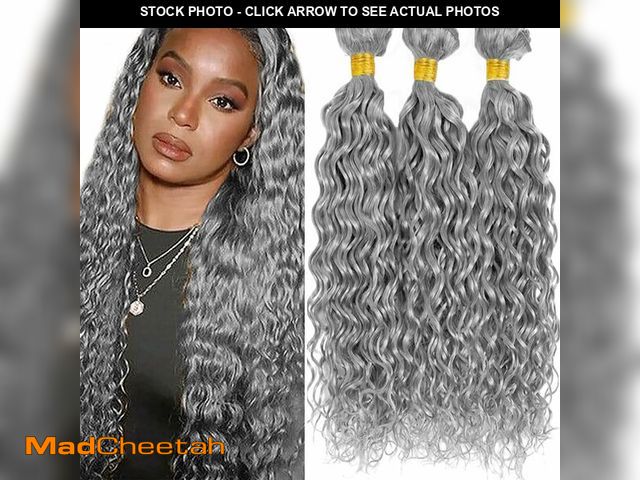 Lot 74-14059961 - Grey Bundles Water Wave Bundles Human Hair 10 12 14 Inch Unprocessed Brazilian Virgin Weave Hairs Gr...