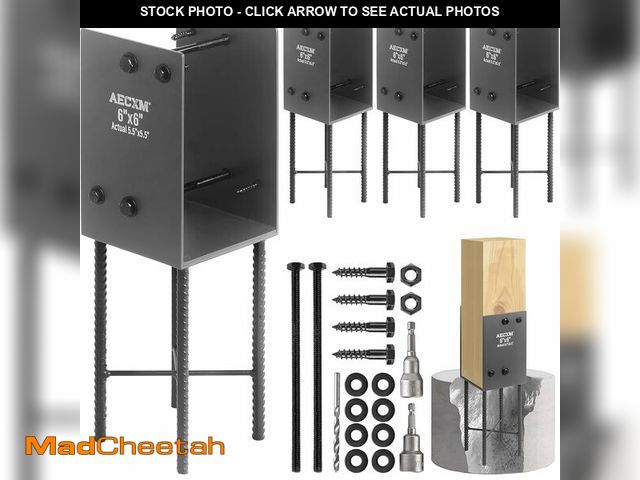 Lot 74-13709091 - AECXM 6"x6" (Actually 5.5"x5.5") Heavy Duty U-Shaped Fence Post Holder Bracket, Wet Concrete Post Br...