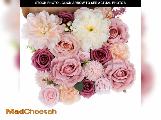 Lot 74-12600049 - AGIRL Rose Artificial Flowers Combo Fake Flowers Pink Roses Silk Flowers with Stems for DIY Bridal W...