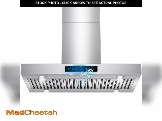 Lot 74-13788963 - 36 inch Island Range Hood Ceiling Mount 1200 CFM with 4-Speed Gesture Sensing &amp; Touch Control, D...