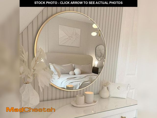 Lot 74-12519733 - LuxHomez 24 in. W x 24 in. H Gold Vanity Round Wall Mirror Aluminum Alloy Frame Bathroom Mirror - UN...