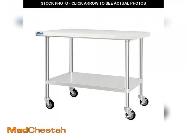 Lot 74-12494175 - HARDURA Stainless Steel Table with Wheels 30 x 48 Inches Kitchen Prep Table Heavy Duty Stainless Ste...