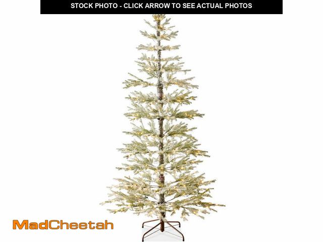 Lot 74-13043664 - Best Choice Products Pre-Lit Flocked Sparse Christmas Tree 6ft Artificial Pine Tree, w/White &amp; M...