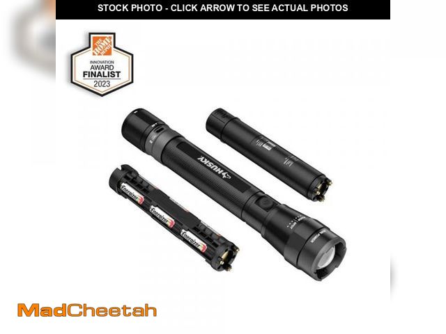Lot 74-9906003 - Husky 5000 Lumens Dual Power LED Rechargeable Focusing Flashlight with Rechargeable Battery and USB-...