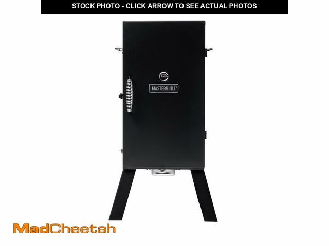 Lot 74-13734164 - MasterbuiltÃ 30-inch Electric Vertical BBQ Smoker with Analog Temperature Control, Chrome Smoking R...