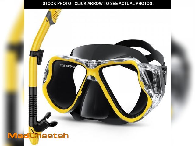 Lot 74-12216316 - Greatever Dry Snorkel Set,Panoramic Wide View,Anti-Fog Scuba Diving Mask,Professional Snorkeling Gea...