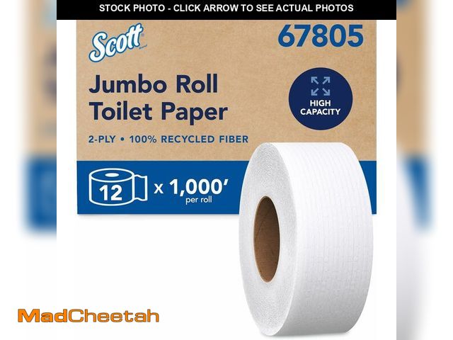 Lot 74-14305855 - Scott Professional 100% Recycled Fiber High-Capacity Jumbo Roll Toilet Paper, Bulk (67805), 2-Ply, S...