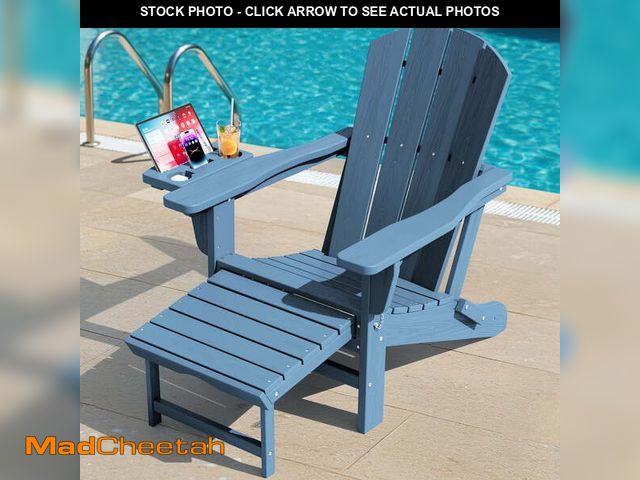 Lot 74-14586062 - KINGYES Folding Adirondack Chair, Adjustable Backrest with Pull-Out Footrest &amp; 4-in-1 Mobile Pho...