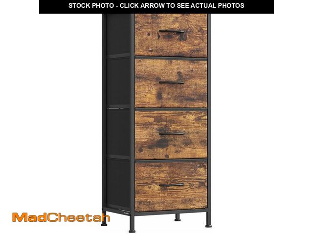 Lot 74-13041705 - SONGMICS Dresser for Bedroom, Chest of Drawers, Steel, MDF, 4 Non-Woven Fabric Drawers, Storage Orga...