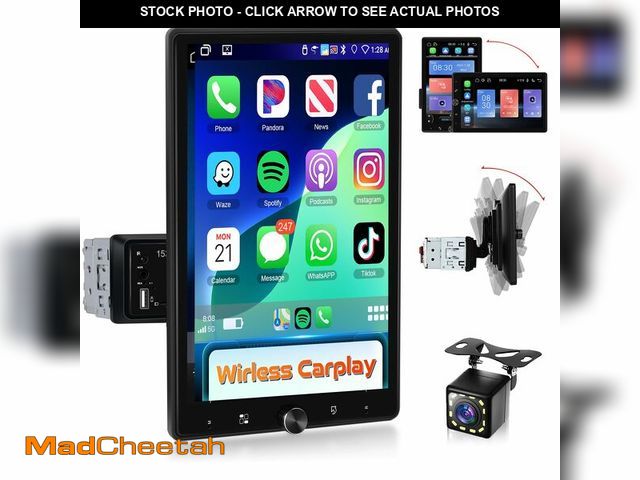 Lot 74-12704825 - Podofo 10.4" Single Din Radio Car Stereo with Wireless CarPlay &amp; Android Auto, Rotatable Touch S...