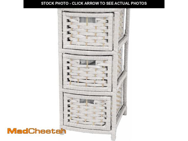 Lot 74-12828126 - Red Lantern Oriental Furniture 25" Natural Fiber Occasional White Chest, 3 Drawer - UNUSED