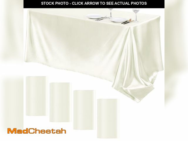 Lot 74-14340741 - TURSTIN 4 Packs Satin Tablecloth 102 x 58 Inch Overlay Satin Table Cover Rectangle Bright Silk Table...
