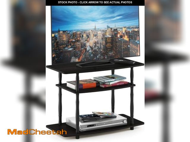 Lot 74-12366002 - Furinno Turn-N-Tube No Tools 3-Tier Entertainment Center TV Stand for TV up to 32 Inch, Plastic Clas...