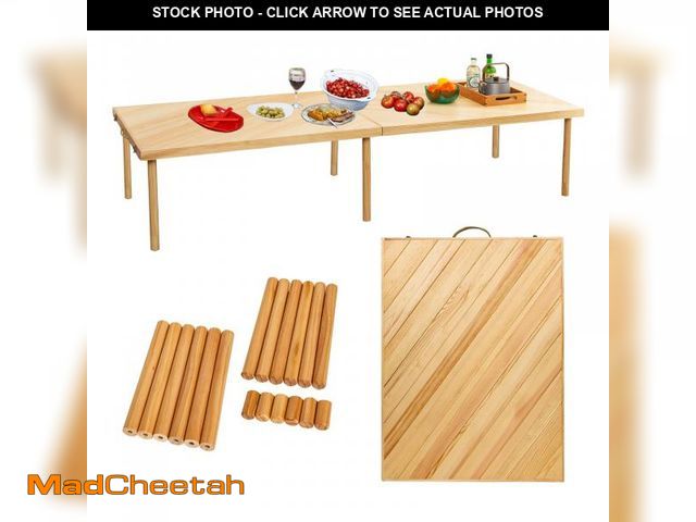 Lot 74-12541723 - (SOME DAMAGE) Zupemo 80"x30" Boho Wooden Picnic Table, Portable Outdoor Low Picnic Table with Adjust...