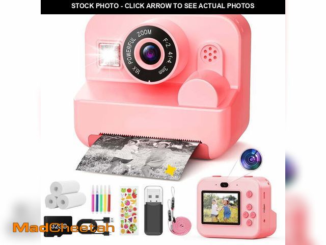 Lot 74-13060223 - JoyStone Kids Camera Instant Print with Printing Paper and 32G TF Card, Selfie Camera with Color Pen...