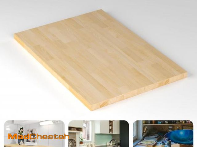 Lot 74-12540005 - Butcher Block Counter Top, Durable and Sturdy Birch Solid Hardwood Countertop, Washer/Laundry Counte...