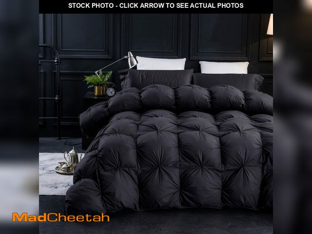 Lot 74-13584249 - Three Geese Pinch Pleat Waterfowl Feathers and Down Comforter Queen Size Duvet Insert, 1200TC 100% C...