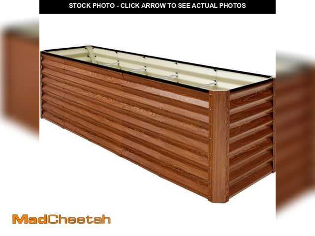 Lot 74-14006222 - Best Choice Products 8 ft. x 2 ft. x 2 ft. Wood Grain Rectangular Steel Raised Garden Bed Planter Bo...