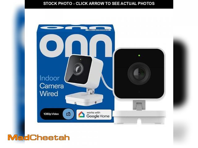 Lot 74-12536451 - onn Wired Indoor Security Camera, 1080p HDR Video, Intelligent Alerts with Google Home - UNUSED