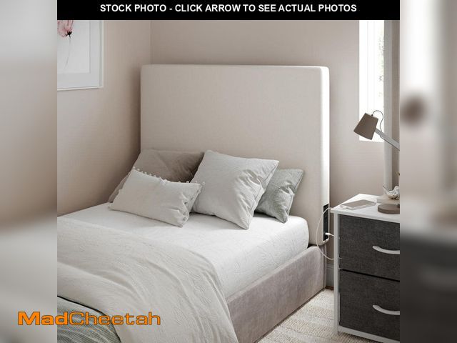 Lot 74-12534682 - Carnegy Avenue Hugo Twin Headboard with 2-Power Outlets, 1-USB and 1-USB Type-C Port with Faux Linen...